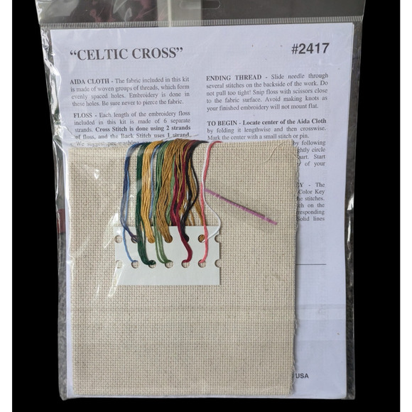 Celtic Cross Counted Cross Stitch Kit New Embroidery 2417 Design Works 8 x 10 - Picture 3 of 6